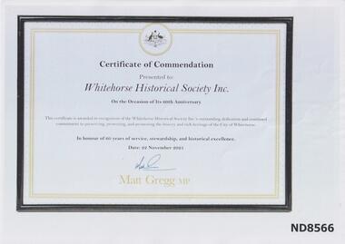 Certification of Commendation