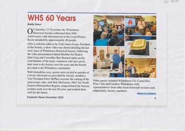 Article, WHS 60 Years, December 2025
