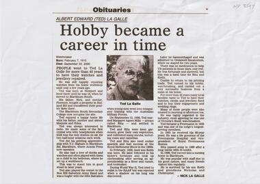 Article, Albert Edward (Ted) La Galle, 2000