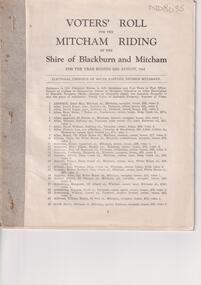 Voters' Roll for the Mitcham Riding 1934