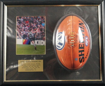 Football, framed, Garry 'Buddha' Hocking's Last Game