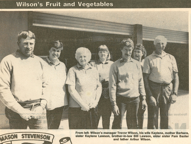 Newsclipping, Wilsons Fruit and Vegetables
