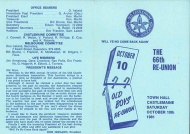 1981 Program, The 66th Reunion, 1981