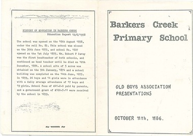 Program, Barkers Creek Primary School Presentation, 11/10/1986