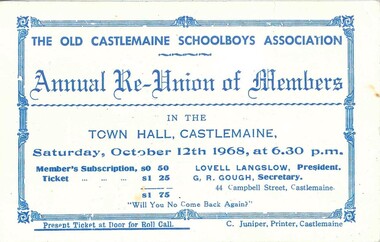 Ticket, 1968 Reunion