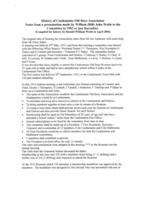 Article, History of Castlemaine Old Boys Association - Notes from a presentation made by Bill Webb to the committee in 1982