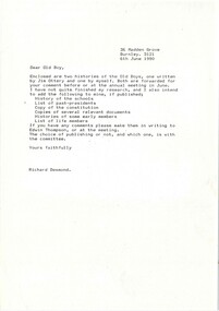 Letter, Two Histories of Old Boys