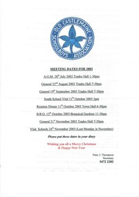 Document, Meeting Dates for 2003