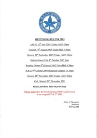Document, Meeting Dates for 2005