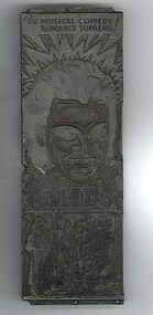 Photograph, Lead type cast of Fields Musical Comedy Advert