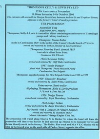 Invitation, 125th Anniversary of Thompson Kelly & Lewis Pty Ltd