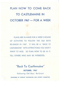 Poster, Plan now to come back to Castlemaine in 1967