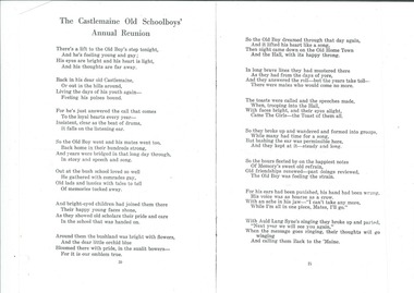 Poem, The Castlemaine Old Schoolboys' Annual Reunion