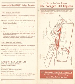 Document, Paragon 118 Register - How to Load and Operate