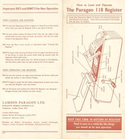 Document, Paragon 118 Register - How to Load and Operate