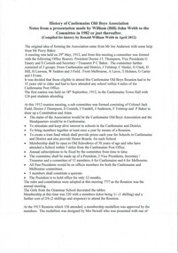 Document, History of Castlemaine Old Boys Association - Notes from a Presentation made by William Webb to the committee 1982