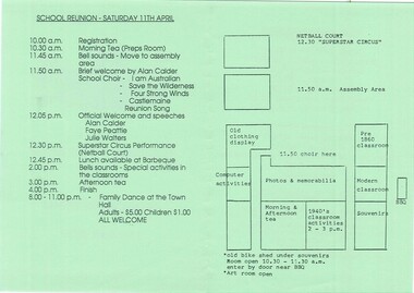 Document, Castlemaine Primary School Reunion 1992