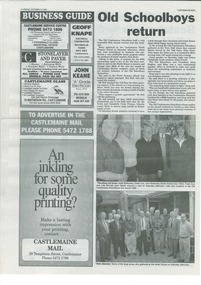 Newspaper Clipping, Old Schoolboys return