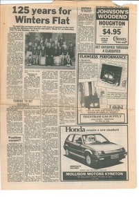 Newspaper Clipping, 125 Years for Winters Flat