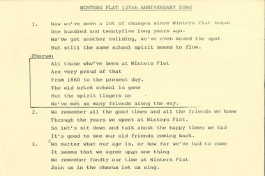 Song, Winters Flat 125th Anniversary Song