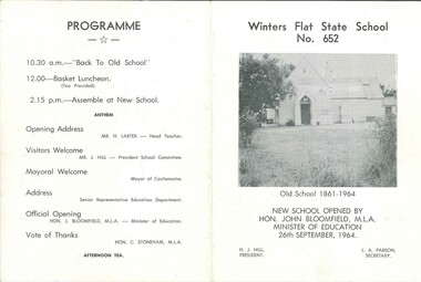 Documents, Winters Flat Primary School Opening