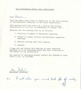 Agenda, Melbourne Committee October 1981