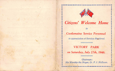 Programme, Citizens' Welcome Home to Castlemaine Service Personnel