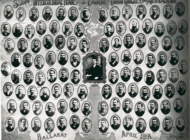 Photograph of delegates to the Intercolonial Trades and Labour Congress - 7th Congress, Ballarat, 1891, April 1891