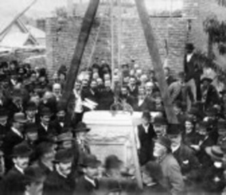 Photograph - Photograph: Laying of Trades Hall building foundation stone, 1887