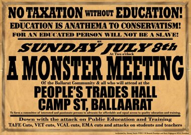 Flyer - Save TAFE Monster Meeting - flyer, 2012