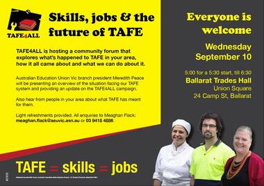 Meeting of Ballarat Save TAFE Group - Trades Hall, Ballarat, Australian Education Union, 2013