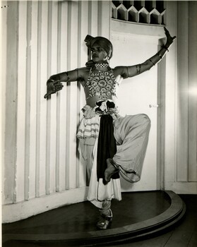 A student dressed in a sarong