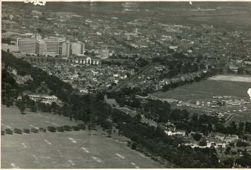 Distant aerial view of Parkville