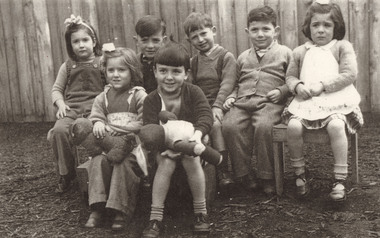 Photograph (item) - Kindergarten students holding toys, Carlton, c. 1945-1946, 1945