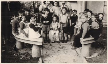 Photograph (Item) - Kindergarten students and teachers outside, Carlton, 1944-1945, 1944