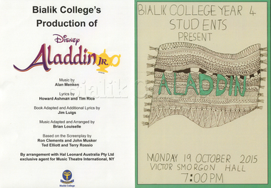 Flyer - Year 5 production of Aladdin, 2015, 2015