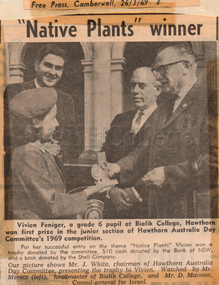 Article (item) - "'Native Plants' Winner", Free Press Camberwell, 26 March 1969, 1969