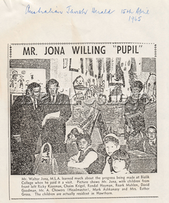 Newspaper (item) - 'Mr Jona Willing "Pupil"', The Australian Jewish Herald, 15 April 1965, 1965