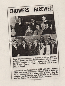 Newspaper - 'Chowers Farewell', 1966, 1966