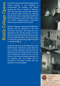 Digital Scan, 70th Anniversary: Bialik College Opens, 2012