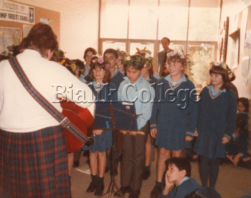 Photograph (item) - Musical performance for Shavuot, Auburn Road campus, 1985