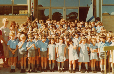 Photograph (item) - Class standing outside a building, 1980, 1980