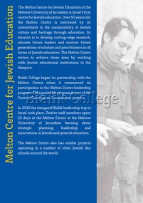70th Anniversary Exhibition Panel, Melton Centre for Jewish Education, 2012