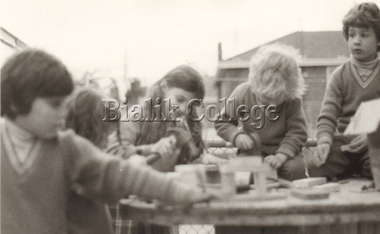 Photograph (Item) - Students doing an outdoor building activity, c. 1980s, c. 1980s