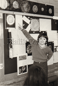 Photograph (Item) - Boys pointing at classroom displays about space, c. 1980s