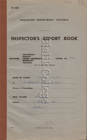 Booklet (item) - Inspector's Report Book, 1967-1970