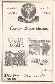 Booklet (item) - Family Study Mission 1987-1988, 1987