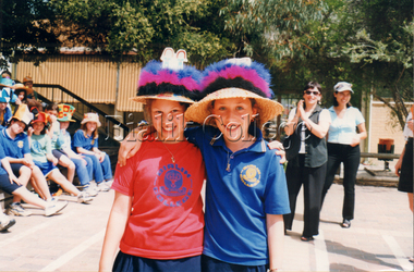 Photograph (item) - Students at Melbourne Cup Day hat parade, 1998