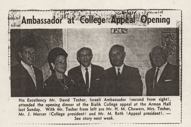Article (item) - 'Ambassador at College Appeal Opening', The Herald, 20 April 1964