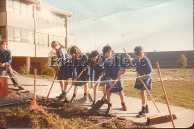 Photograph (item) - Students digging in the garden, c. 1980s